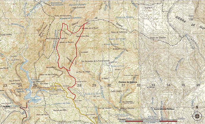Mapa ascensión Tozal de Guara del SITAR