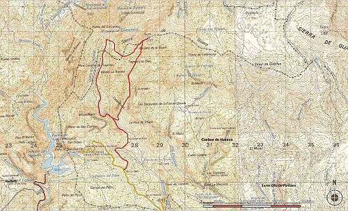 Mapa ascensión Tozal de Guara del SITAR