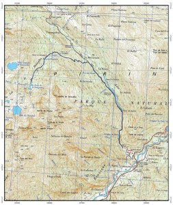 Itinerario de la ruta sobre Mapa del IGN