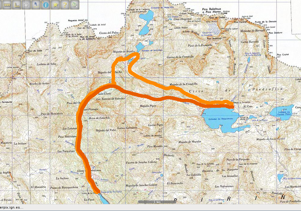 Mapa IGN Ibones de Arriel - Respomuso