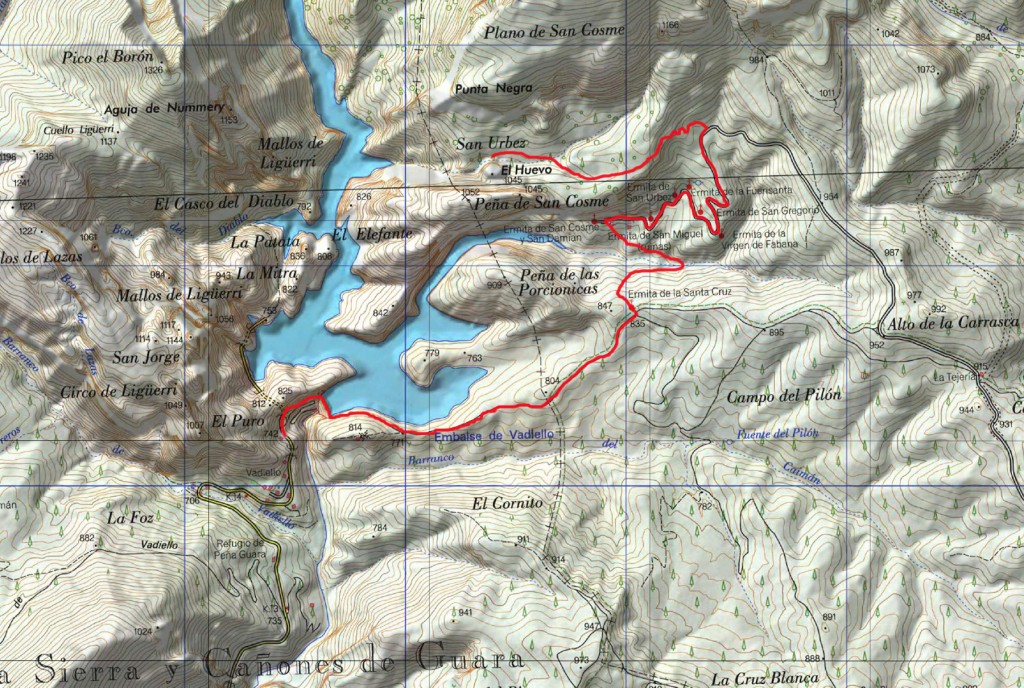 Itinerario sobre mapa del IGN