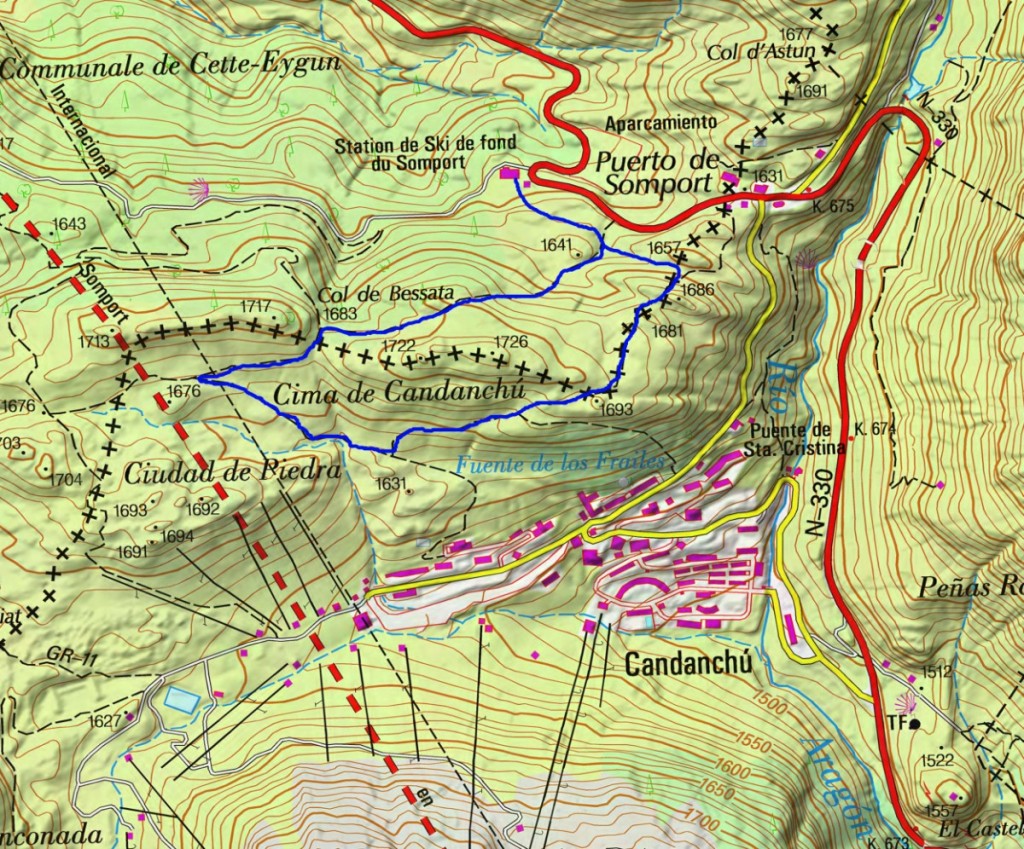 Ruta sobre mapa del IGN