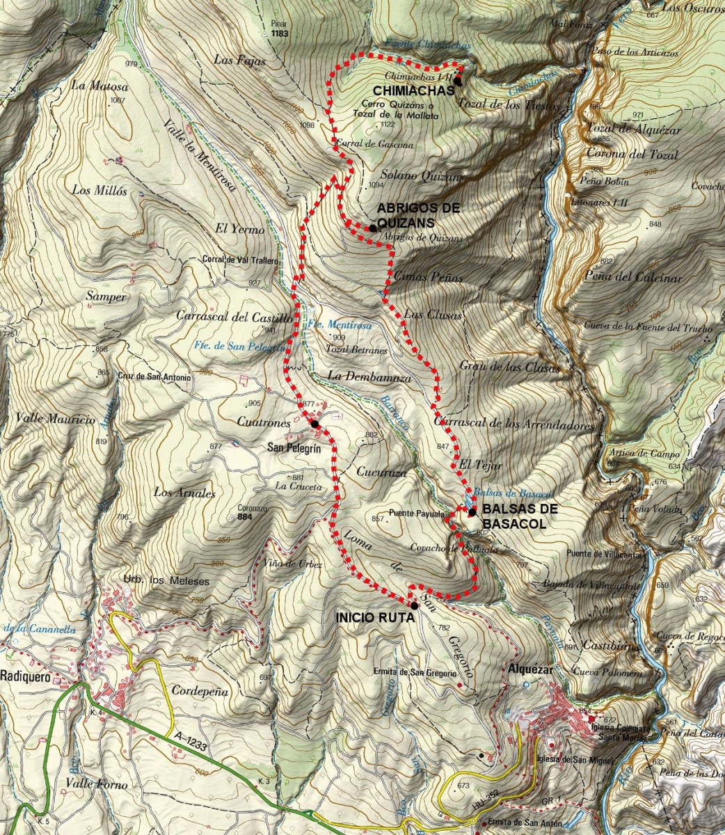 Itinerario sobre mapa del IGN