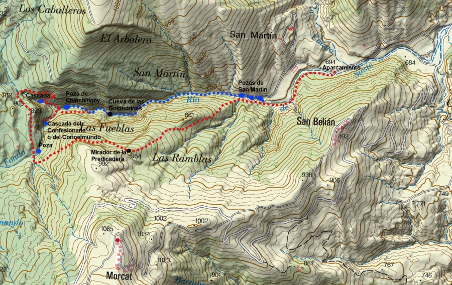 Ruta sobre mapa del IGN