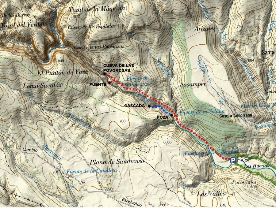 Recorrido sobre mapa del IGN