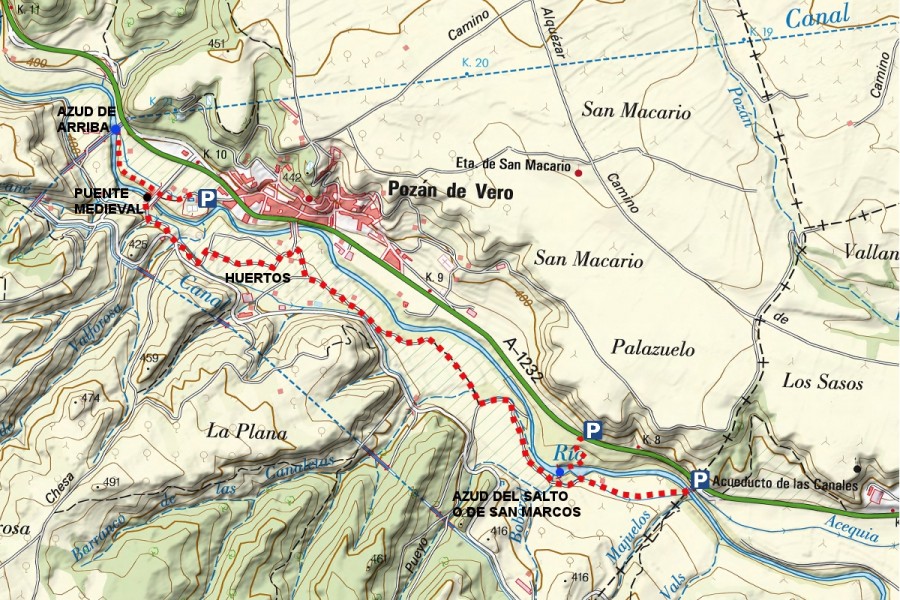 Ruta sobre mapa del IGN