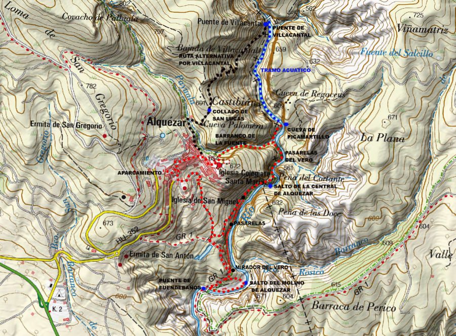 Ruta sobre mapa del IGN