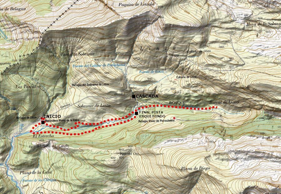 Recorrido sobre mapa del I.G.N.