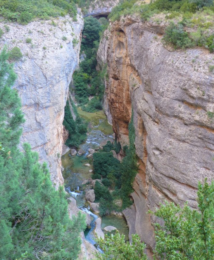 Garganta del río Flumen y comienzo del Barranco de las Palomeras del Flumen